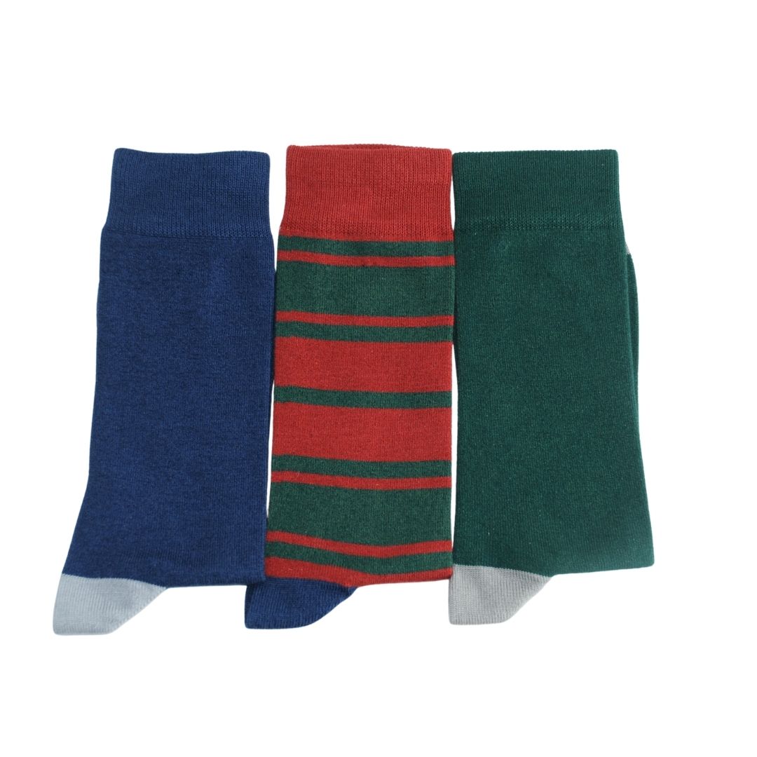 Stripe & plains 3 pairs Bamboo Socks