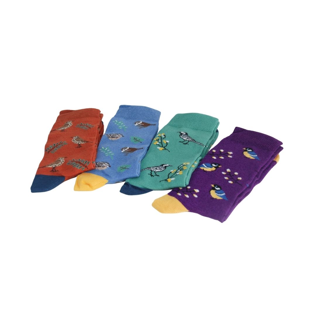 Garden Birds 4 pairs Bamboo Socks