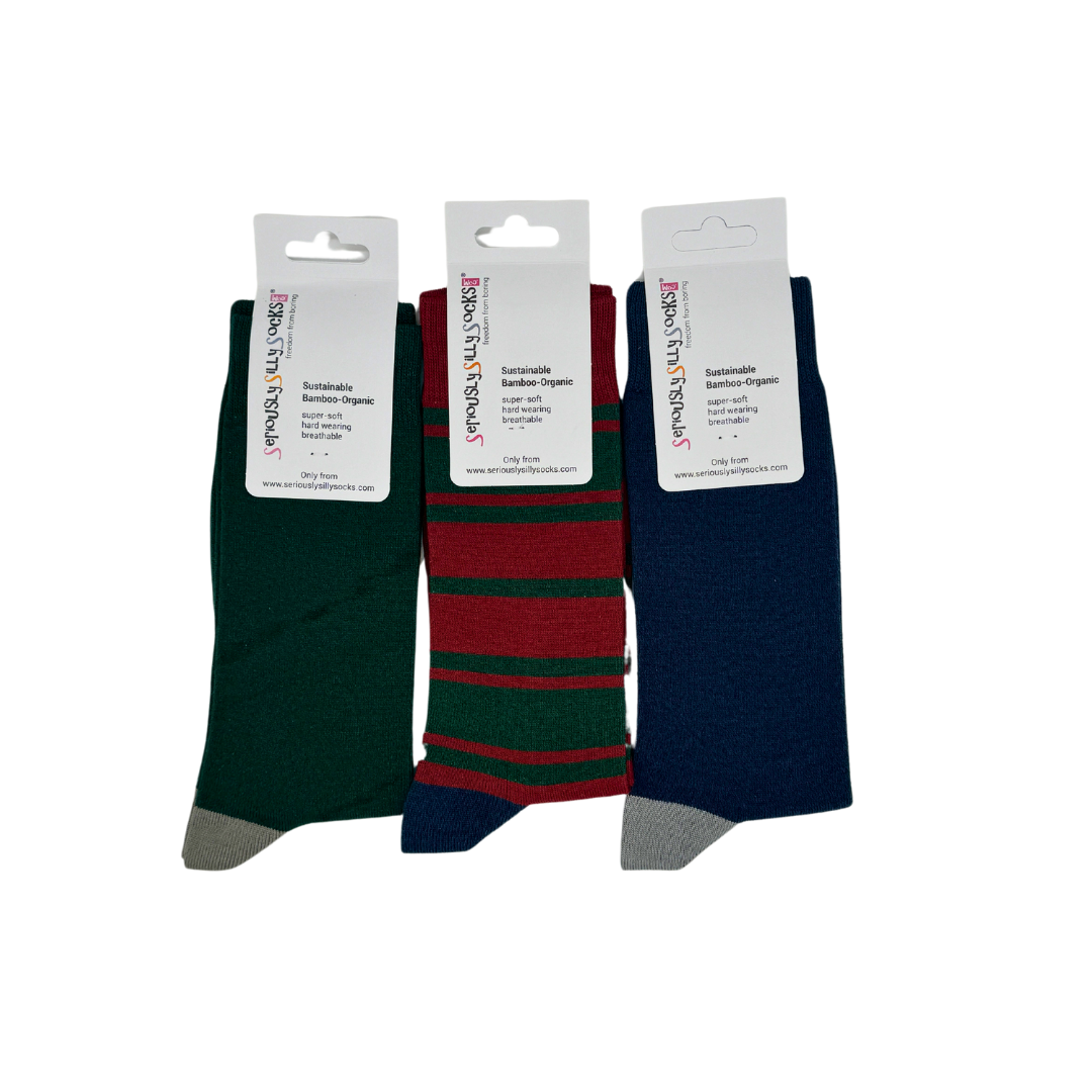 Stripe & plains 3 pairs Bamboo Socks